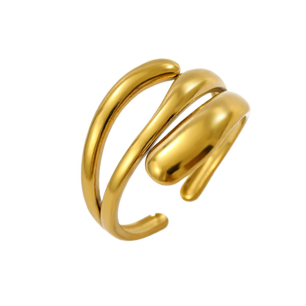 Adjustable Geometric Line Ring Stainless Steel Jewelry