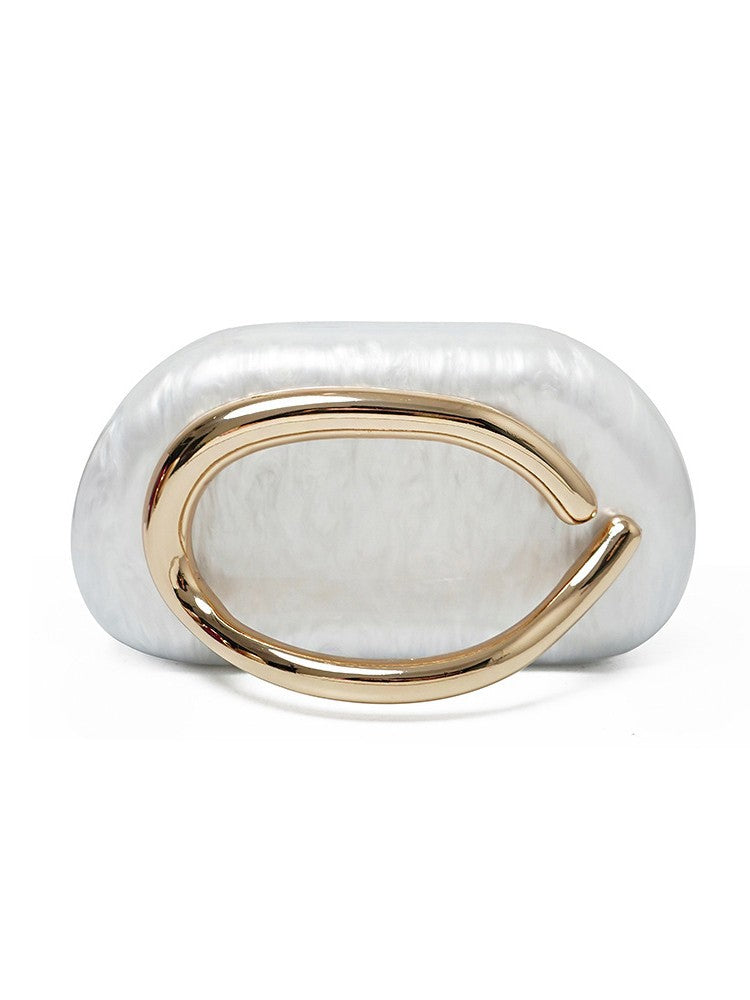 Women's Acrylic Oval Evening Bag with Chain Strap