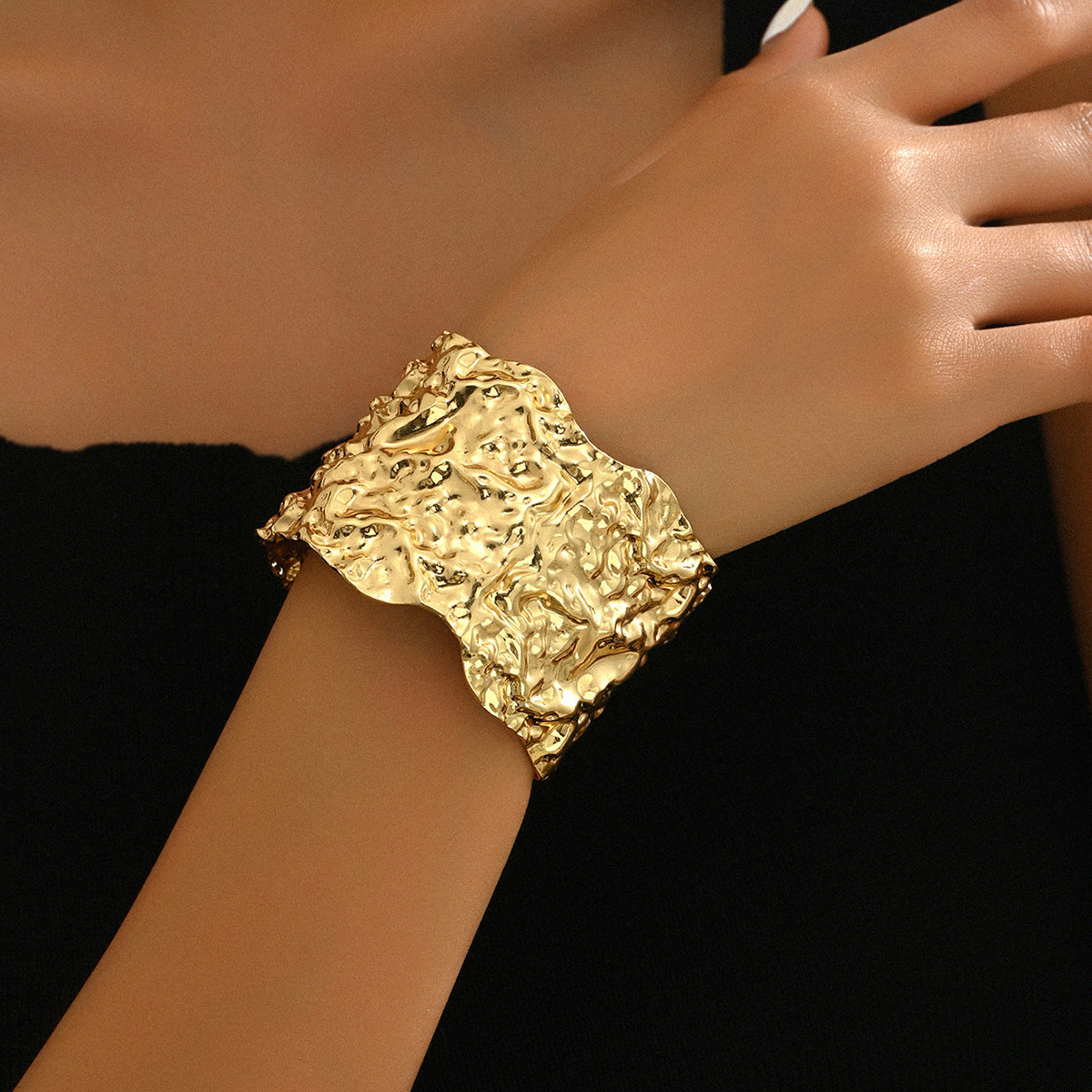 Punk Style Irregular Open Metal Bracelet Hip Hop Ins Fashion Jewelry