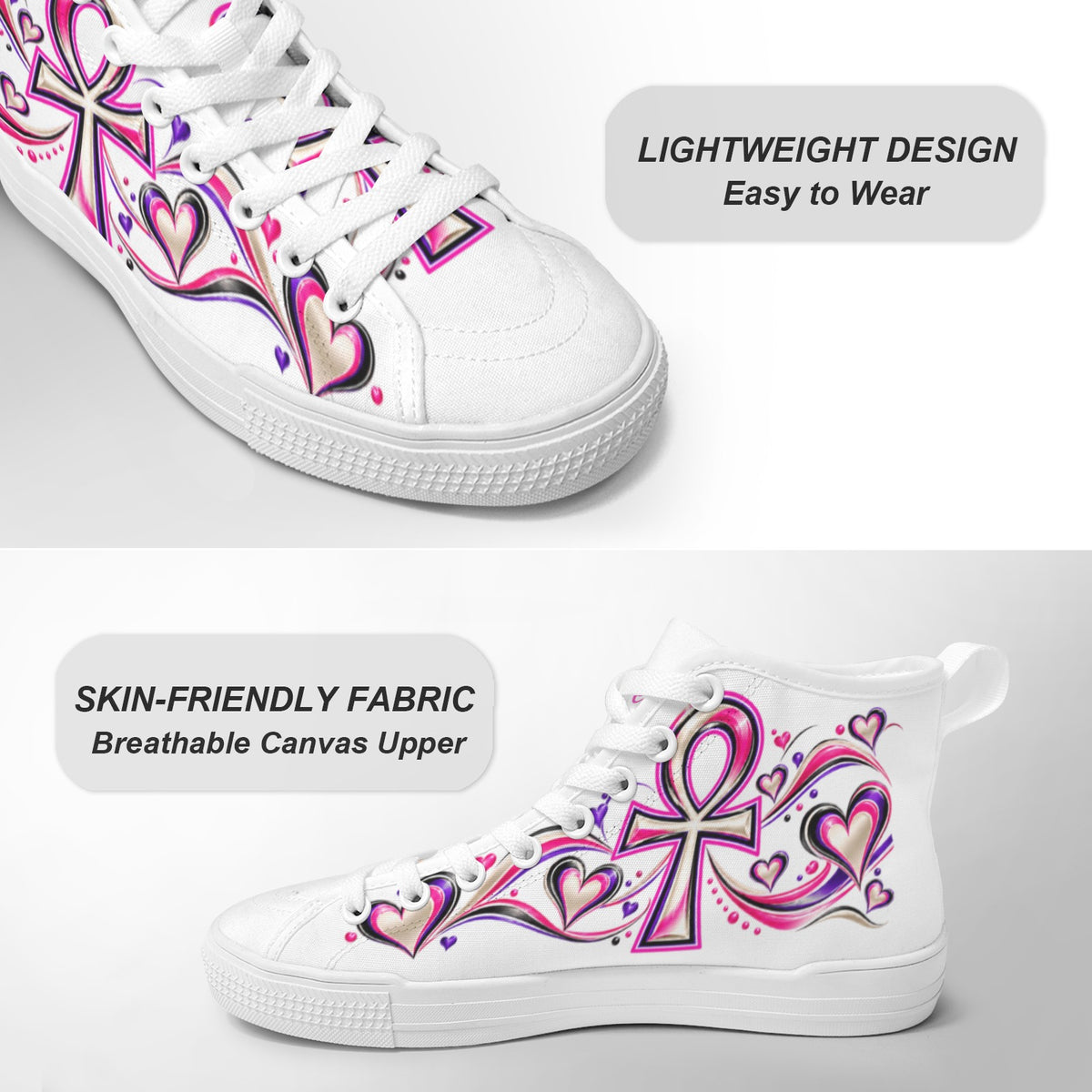 Beauty Slayer™ Royal Ankh High-Top Canvas Sneakers