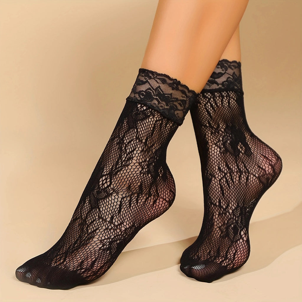 Womens Floral Mesh Ankle Socks Hollow Short Socks