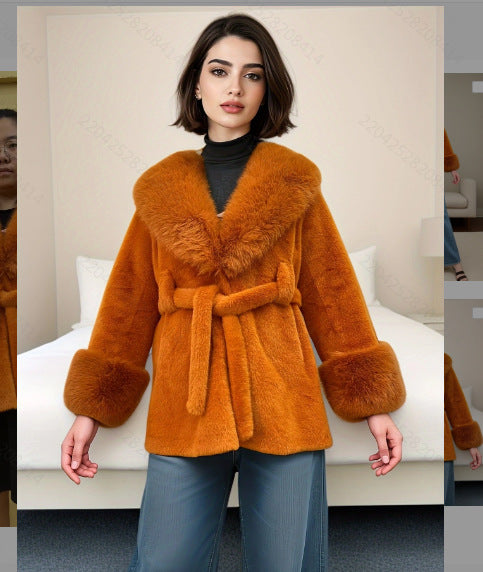 Womens Long Fur Collar Coat