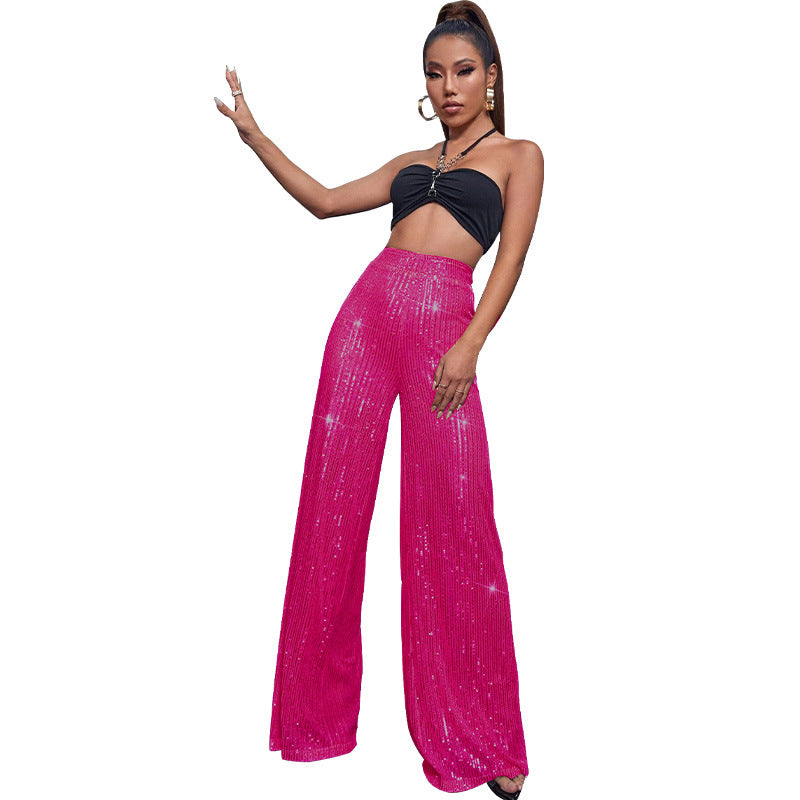 Sequin wide-leg pants