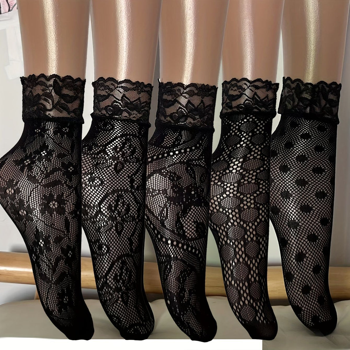 Womens Floral Mesh Ankle Socks Hollow Short Socks