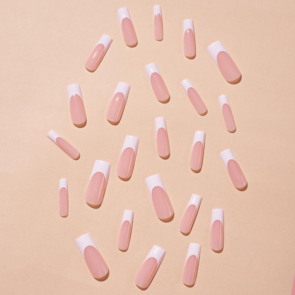 French-style square-shaped nail art pieces
