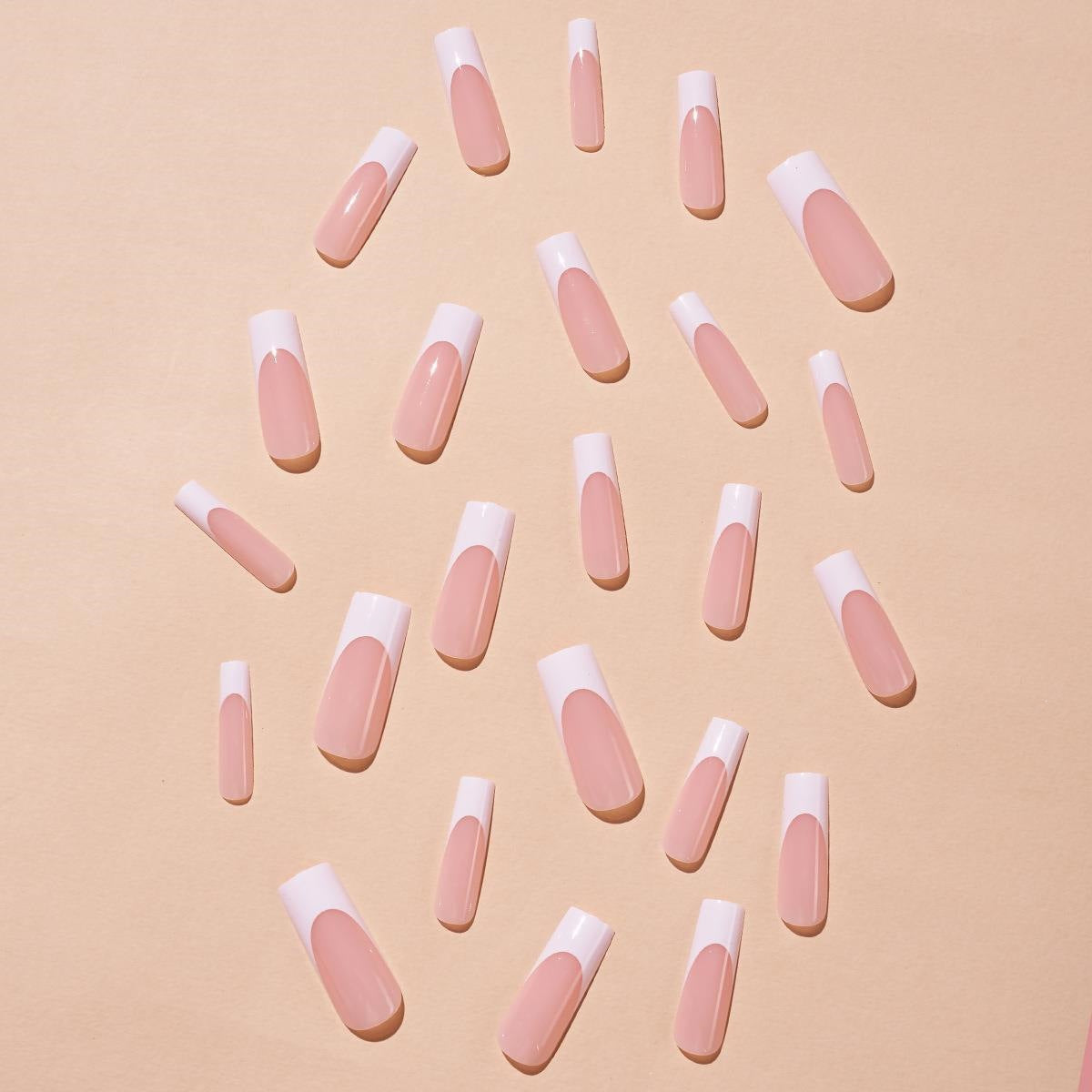 French-style square-shaped nail art pieces