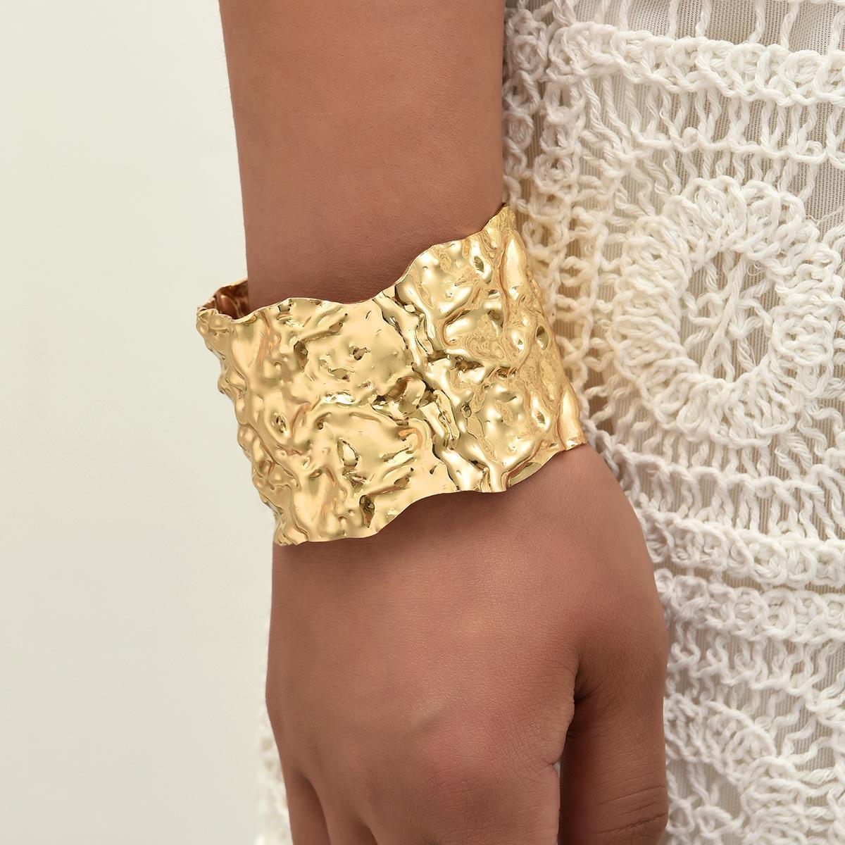 Punk Style Irregular Open Metal Bracelet Hip Hop Ins Fashion Jewelry