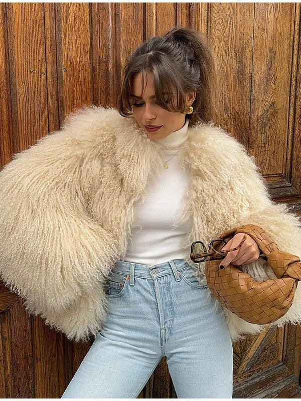 Women's short teddy fur coat