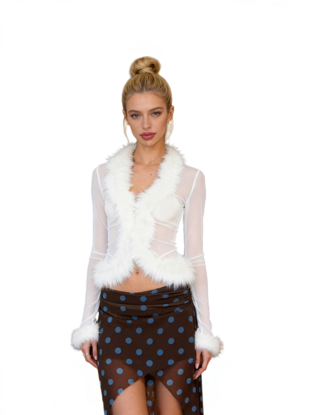 Womens Mesh Long Sleeve Blouse