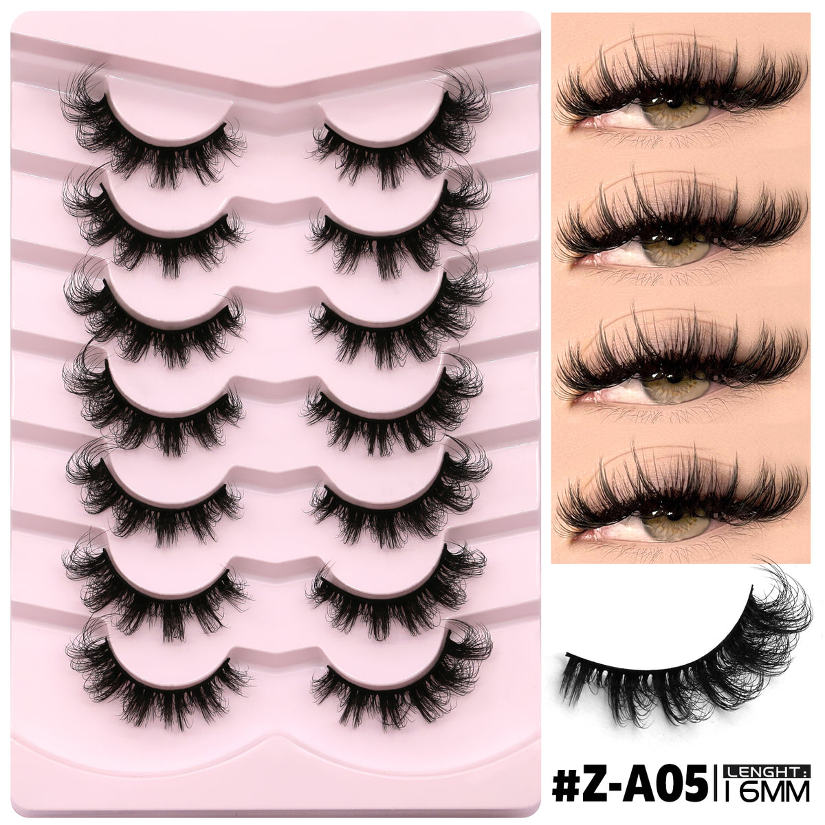 Thick-styled one-piece false lashes