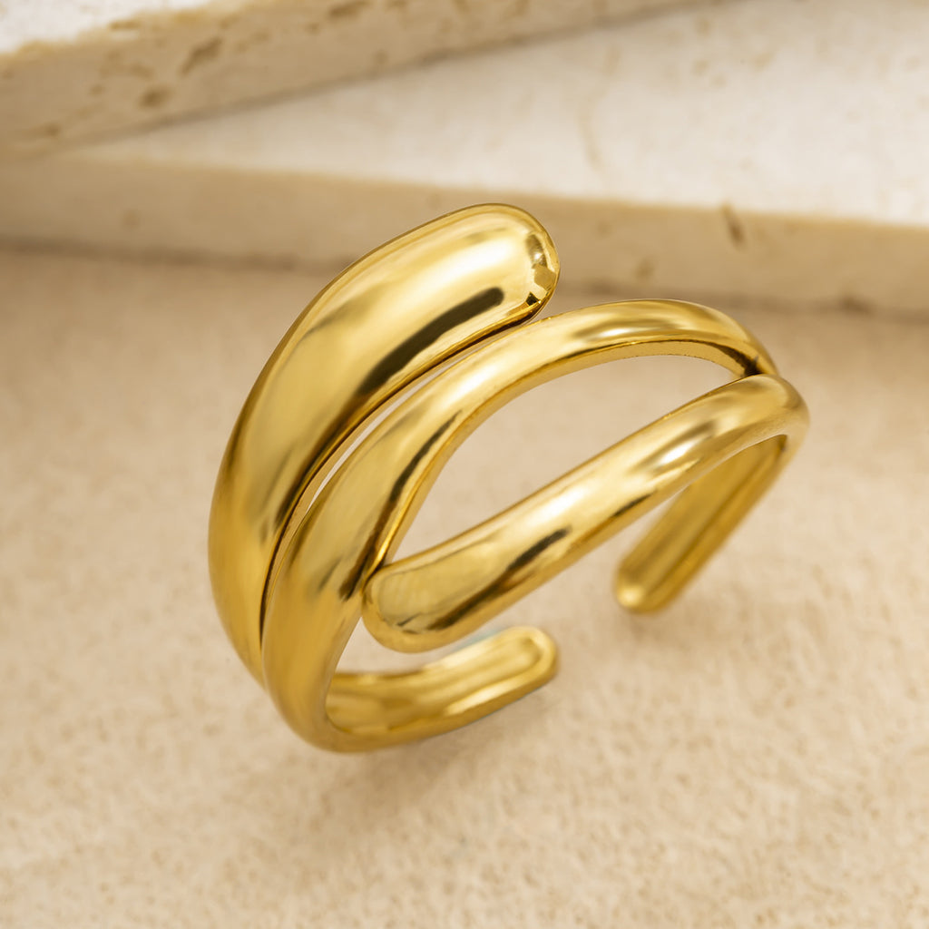 Adjustable Geometric Line Ring Stainless Steel Jewelry