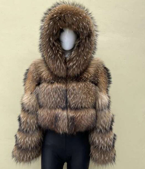 Women's Imitation Raccoon Fur Coat