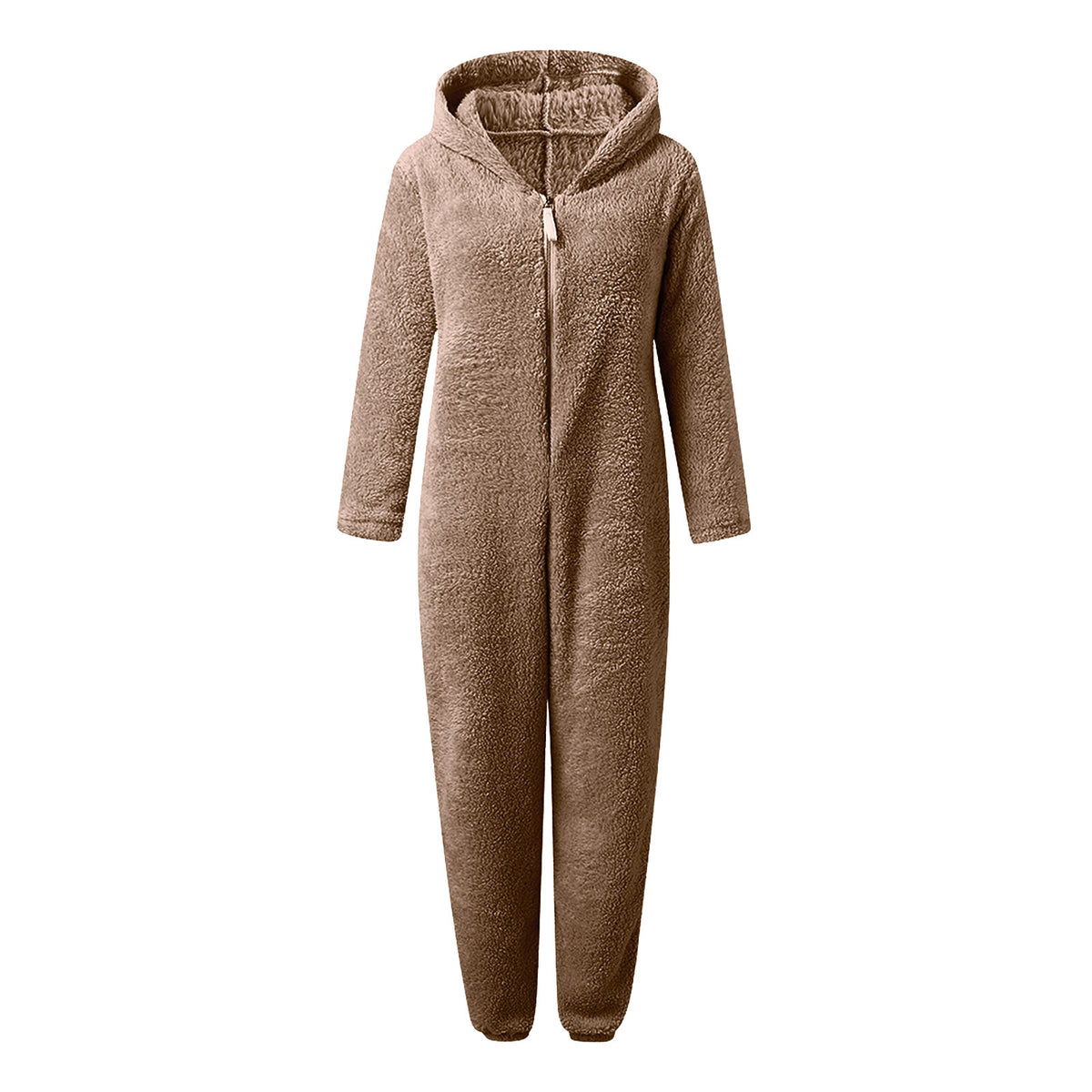 Thickened Furry Jumpsuit with Hood and Cat Ears Pajamas