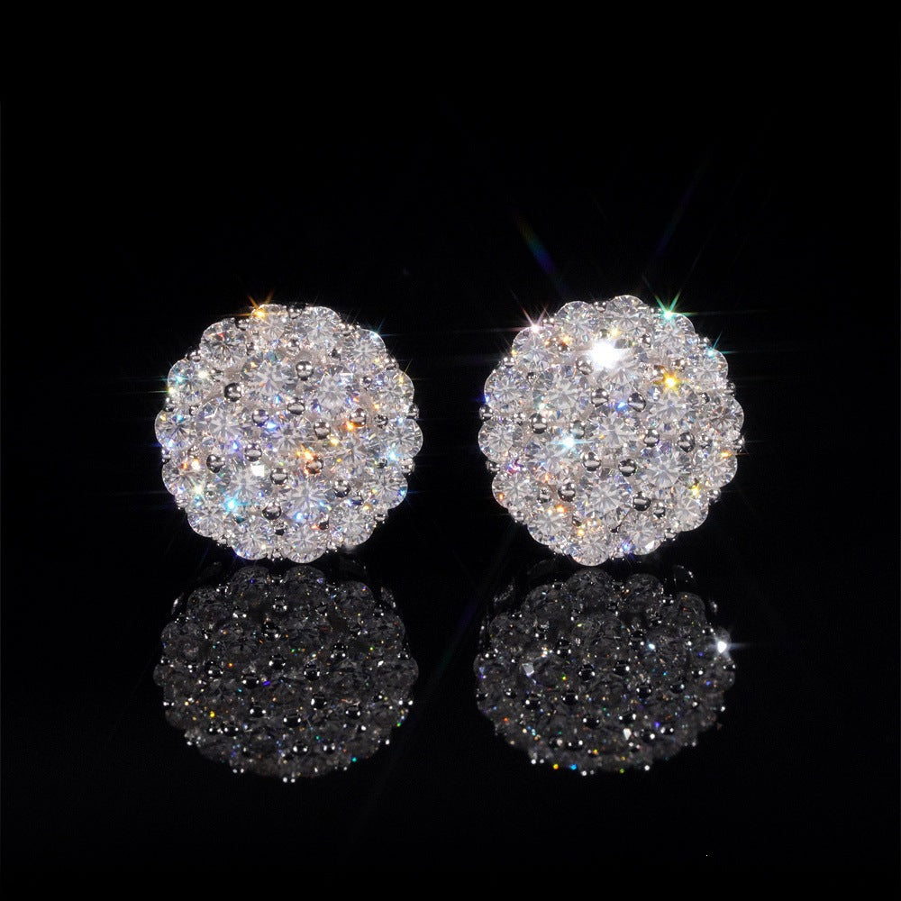 Women's Floral Round Full Diamond Micro-Inlaid Zircon Elegant Earrings
