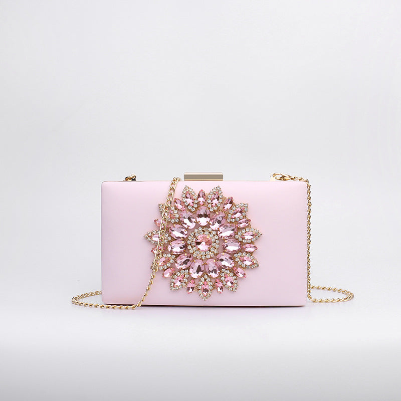 Cross-Border Hot-Selling 2026 Diamond-Encrusted Evening Clutch Bag, Fashionable Dress Evening Wear Banquet Shoulder Crossbody Chain Small Bag