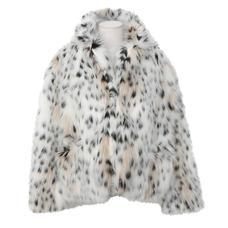 Womens Bobcat Leopard Print Fur Coat