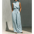 Women's Sleeveless Cotton Linen Casual Suit Set