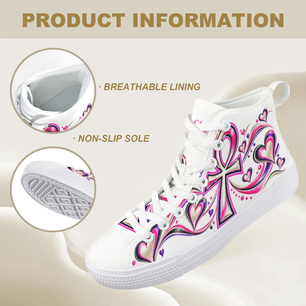 Beauty Slayer™ Royal Ankh High-Top Canvas Sneakers