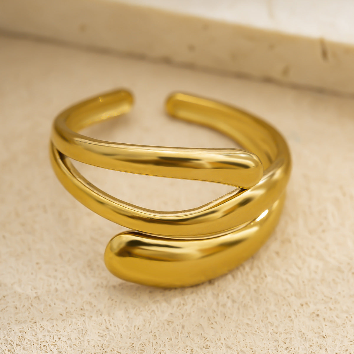 Adjustable Geometric Line Ring Stainless Steel Jewelry