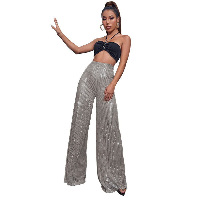 Sequin wide-leg pants