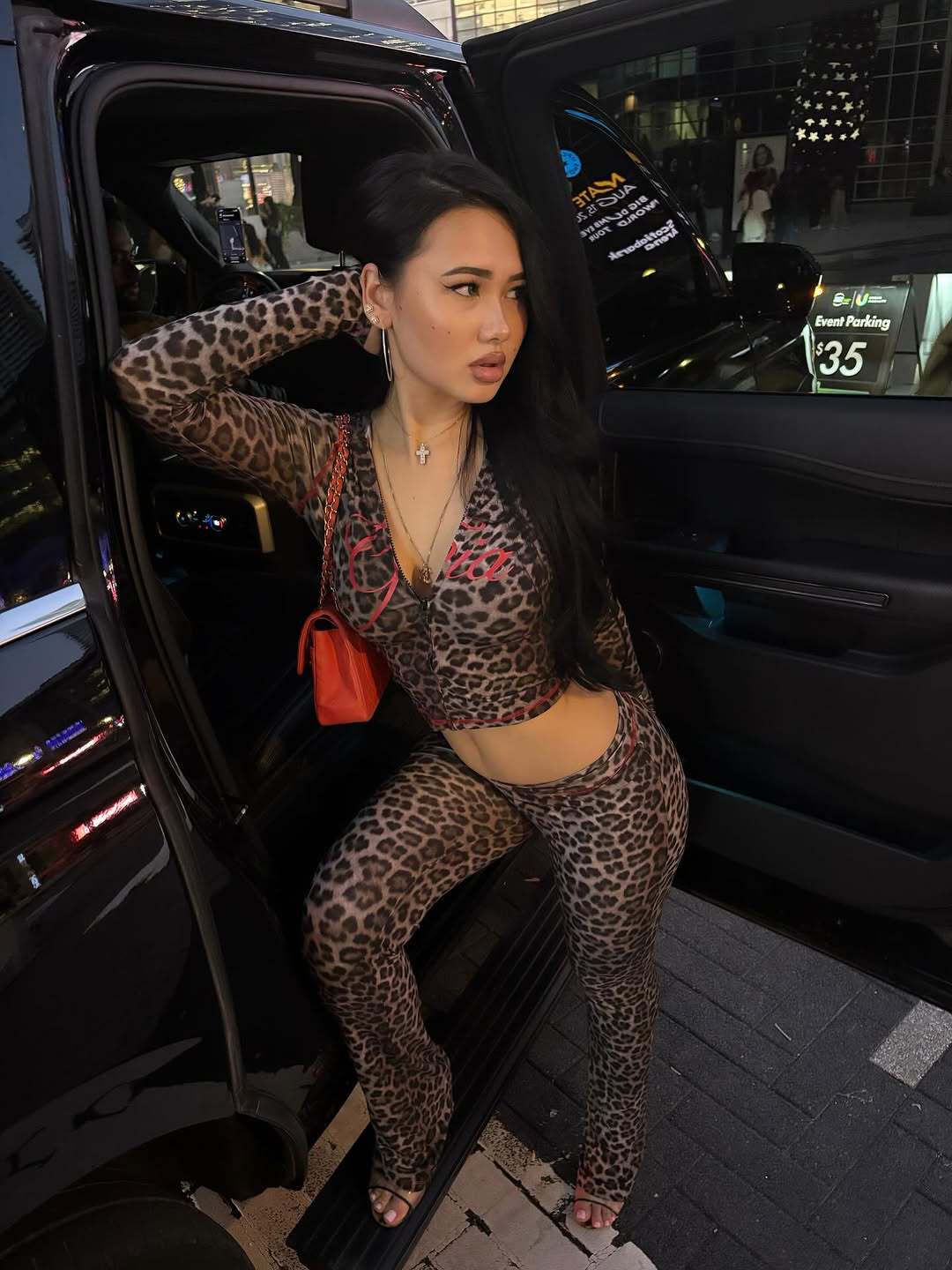 Leopard-print zipper long sleeves