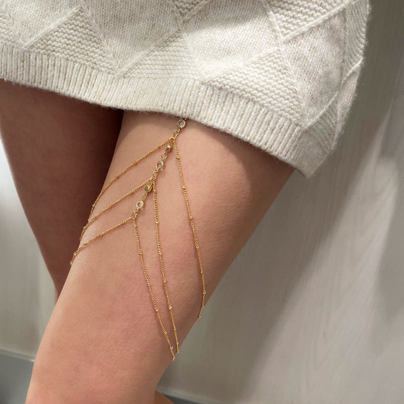 Women's Zircon Beaded Leg Chain Body Jewelry