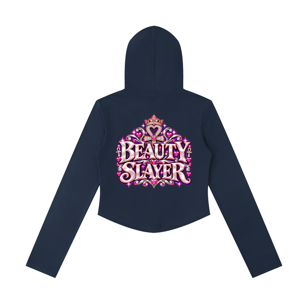 Women's Slim Cropped Full Zip Hoodie