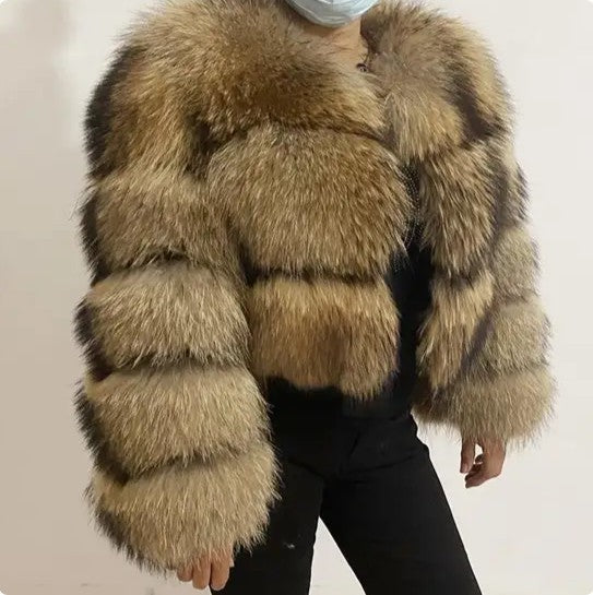 Women's Imitation Raccoon Fur Coat