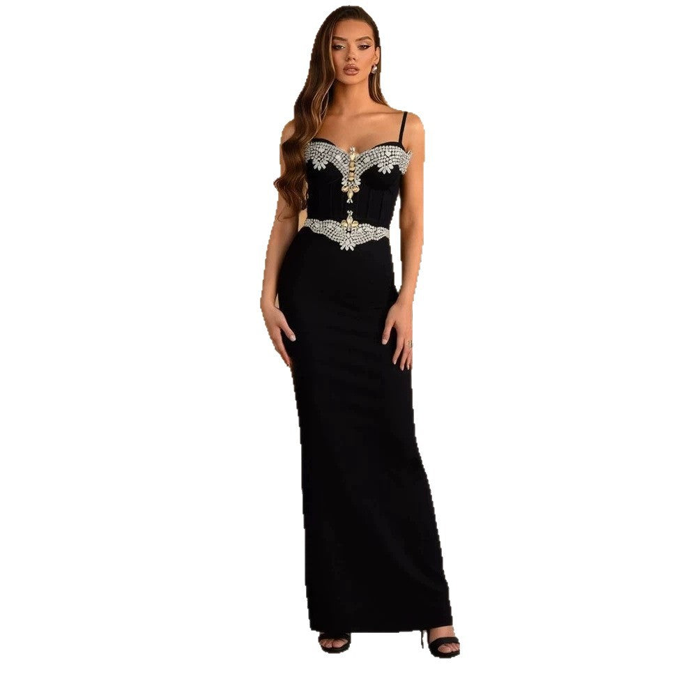Strapless waist-cinching evening gown