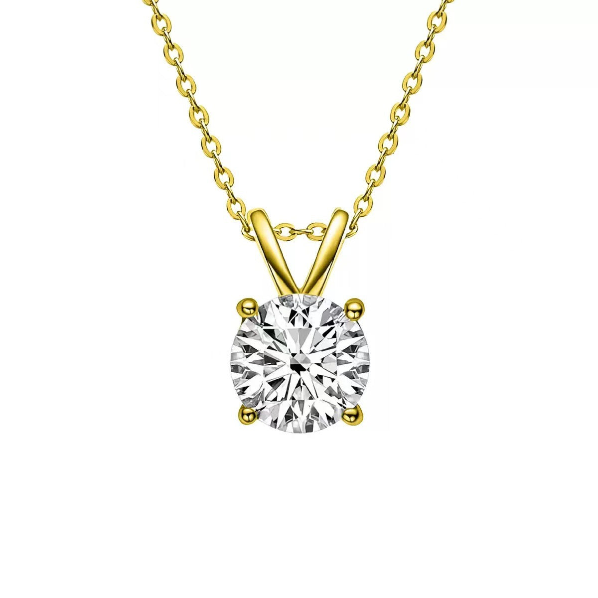 Sparkling Moissanite Pendant Necklace for Women Inlaid Single Diamond Compact Chain Silver Jewelry