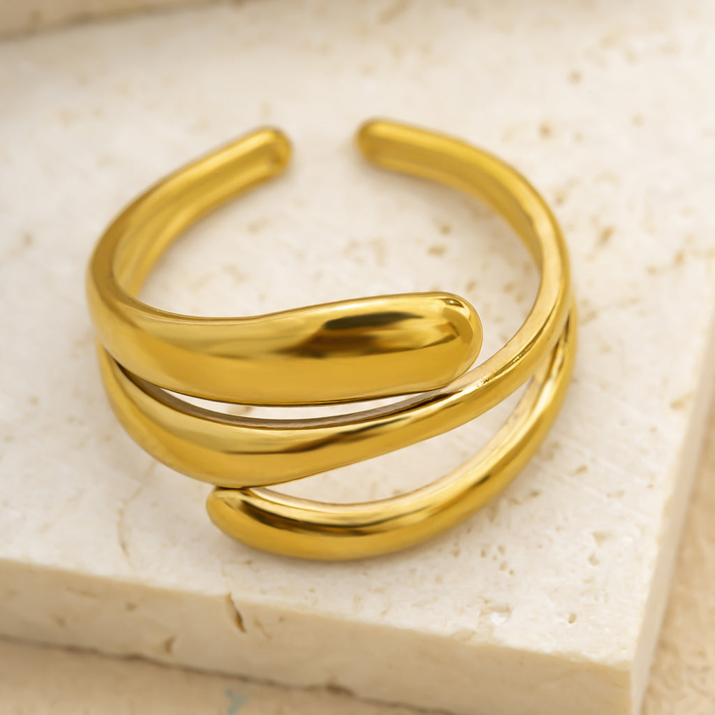 Adjustable Geometric Line Ring Stainless Steel Jewelry