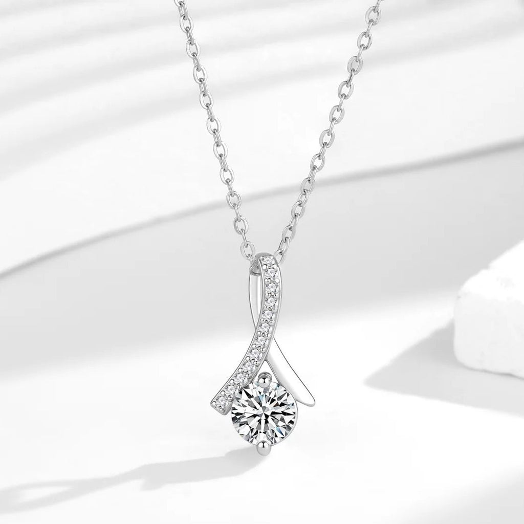 Stainless Steel Herringbone Zircon Mermaid Tail Pendant Necklace