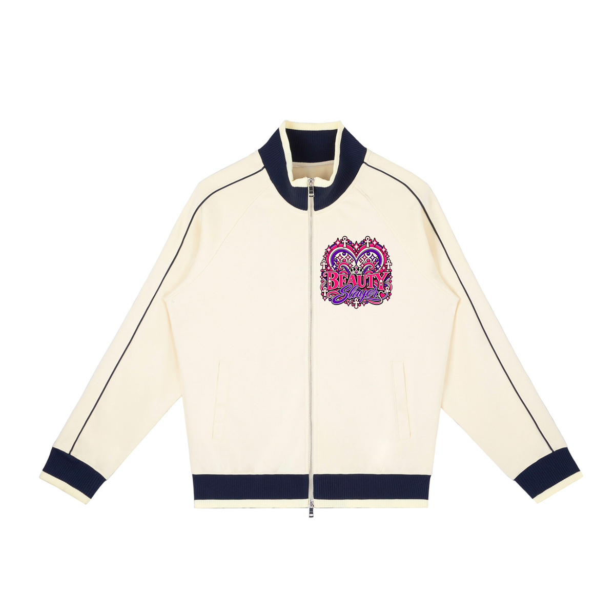 Color Block Raglan Sleeve Zip Track Jacket