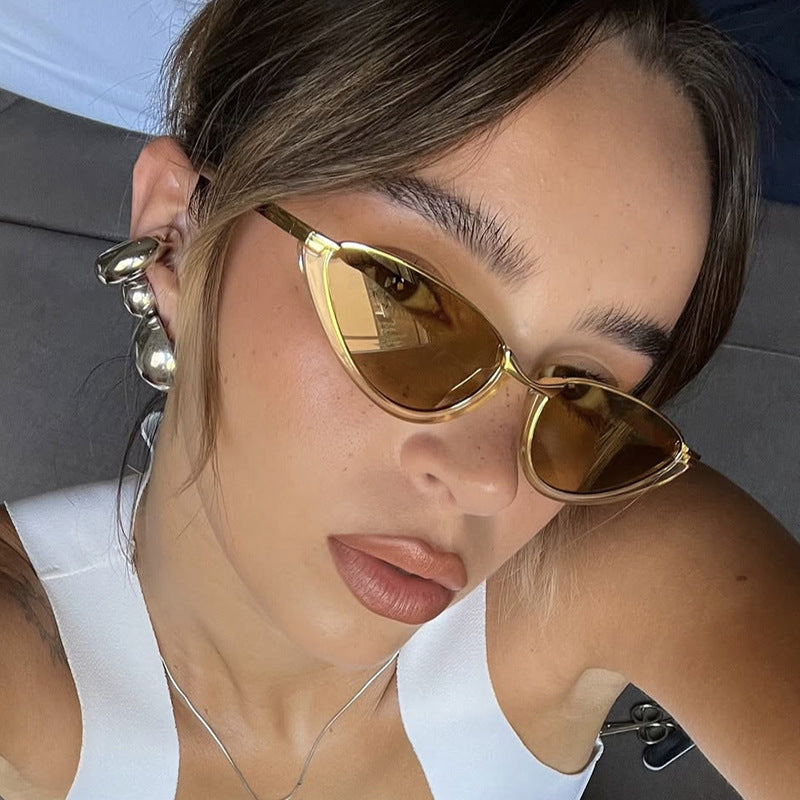Triangle Cat-Eye Sunglasses for Women Ins Internet Celebrity Street Photography Sunglasses European and American Fashion Trendy Sunglasses High-End