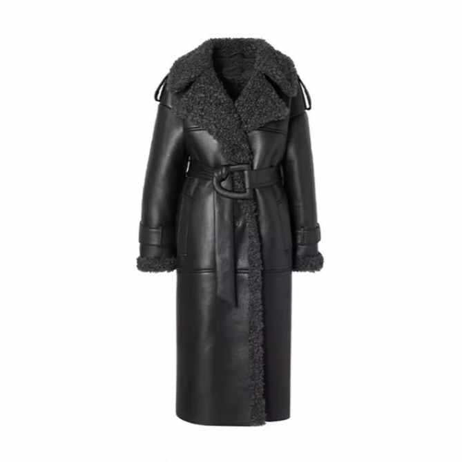 Faux Leather Jacket with Fur Collar