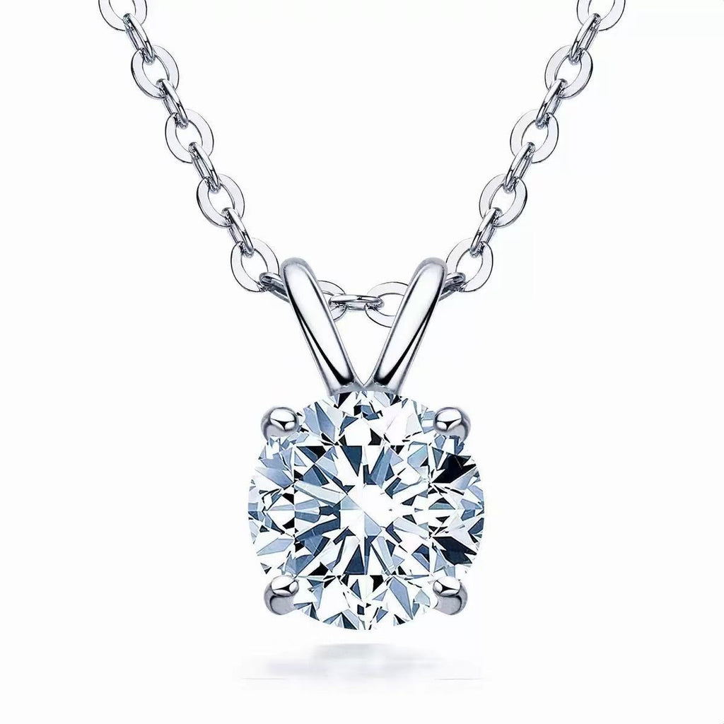 Sparkling Moissanite Pendant Necklace for Women Inlaid Single Diamond Compact Chain Silver Jewelry