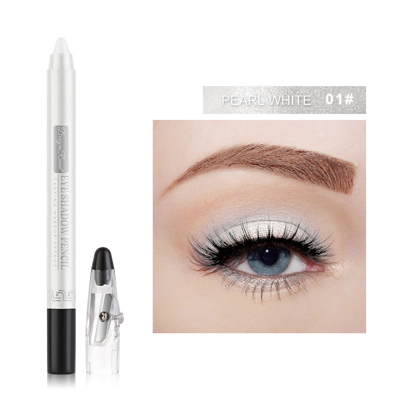 Pearlescent Creamy Eyeshadow Pencil with Built-in Sharpener Long-lasting Shimmer Eye Makeup